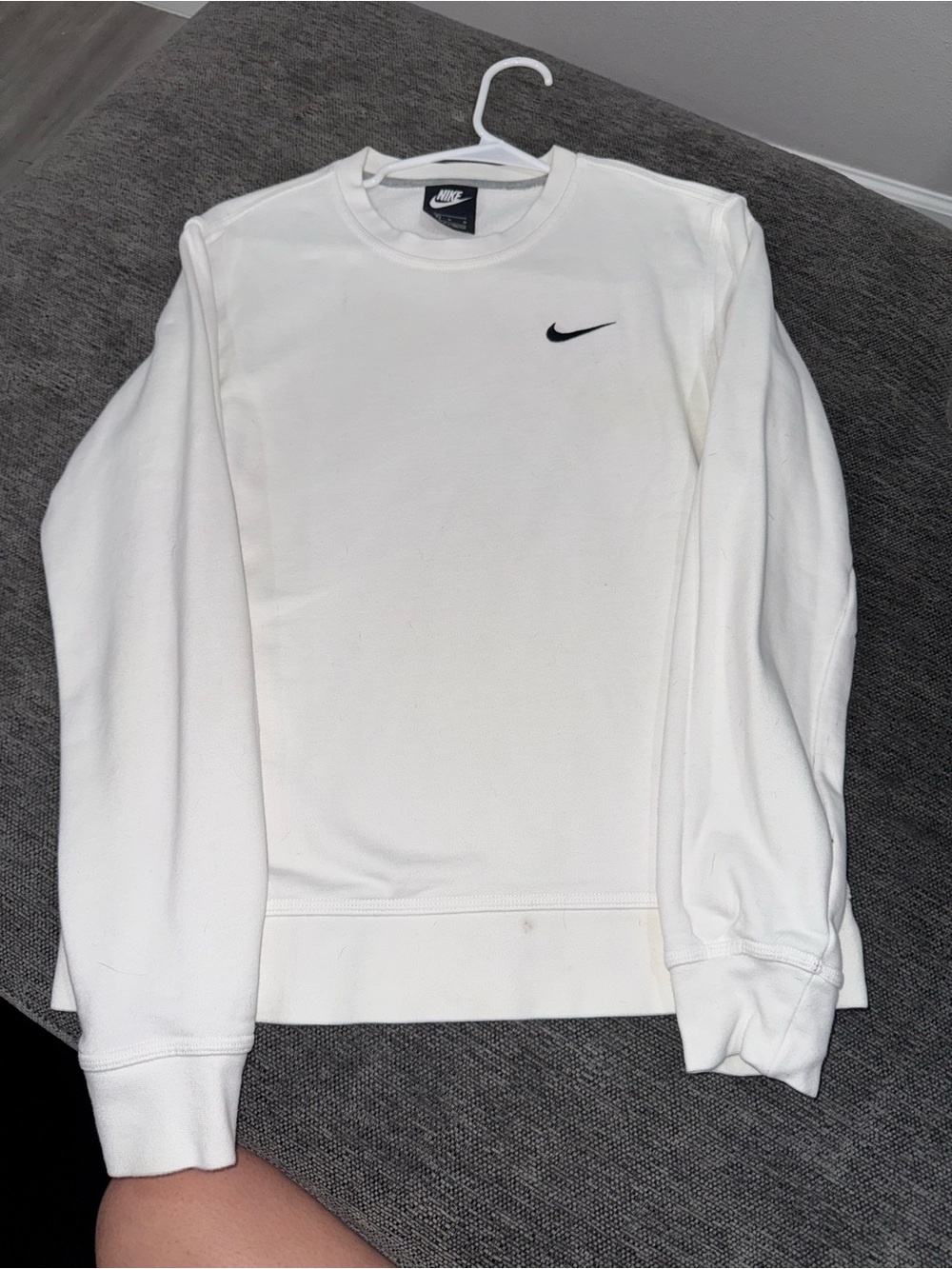 Nike White Crewneck Sweatshirt with Black Swoosh